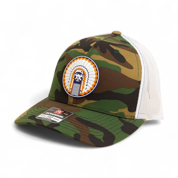 Illinois Fighting Illini Chief Illiniwek 3D Snapback Trucker Hat- Army Camo/ WHT - Picture 1 of 3